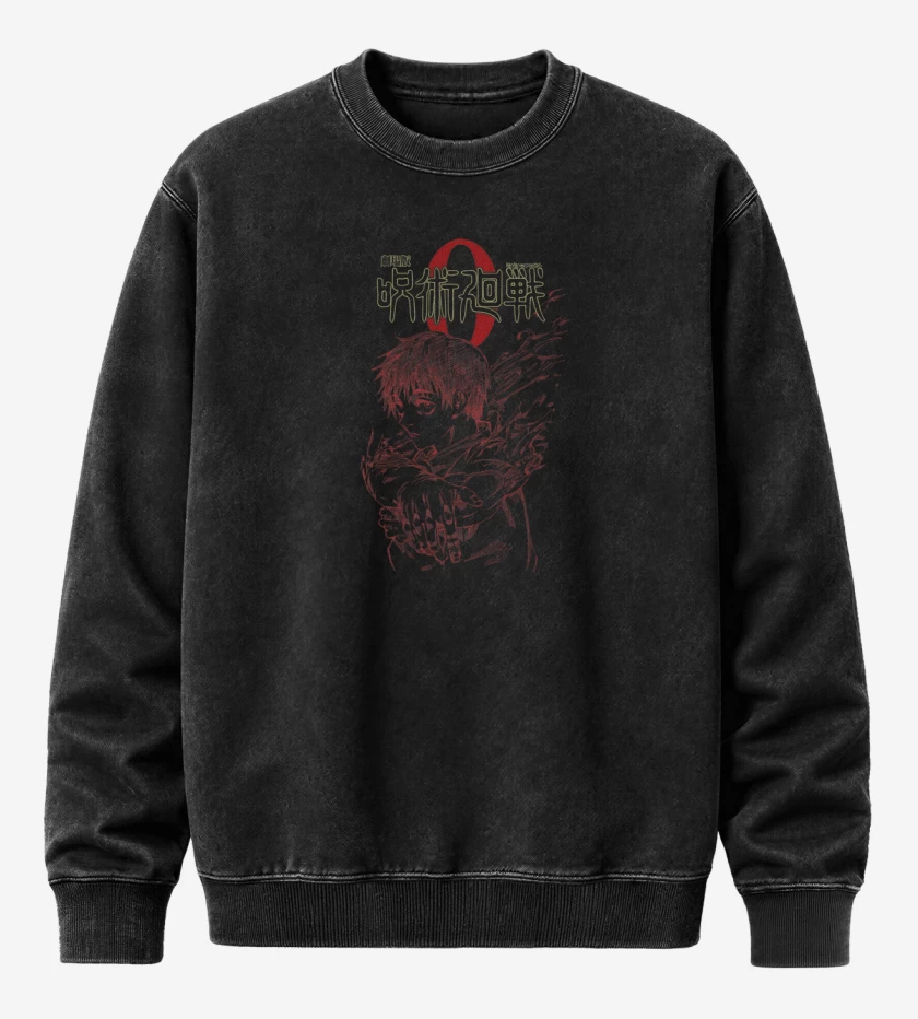 Poleron Polo Acid Wash Negro de Jujutsu Kaisen 0 