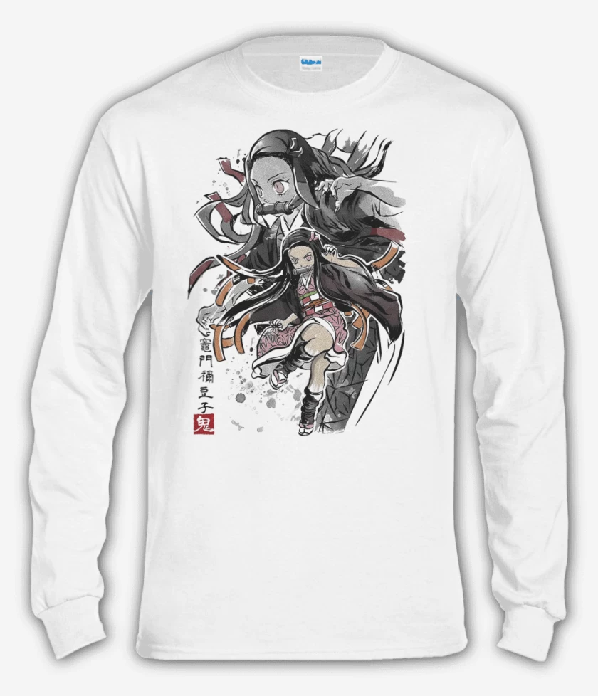 Polera manga larga Blanco de Nezuko Kamado