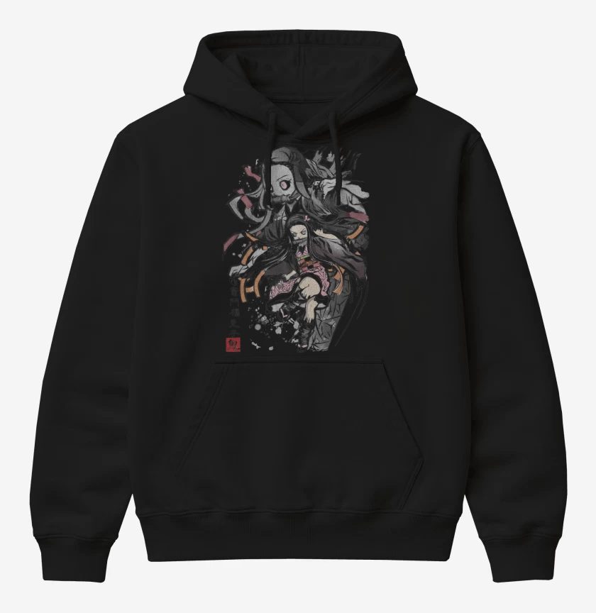 Poleron Canguro básico Negro de Nezuko Kamado