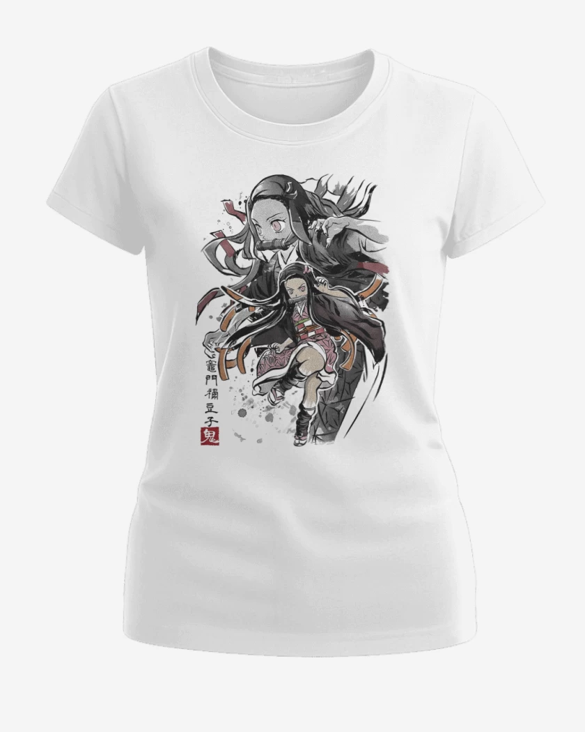 Polera de Mujer Blanco de Nezuko Kamado