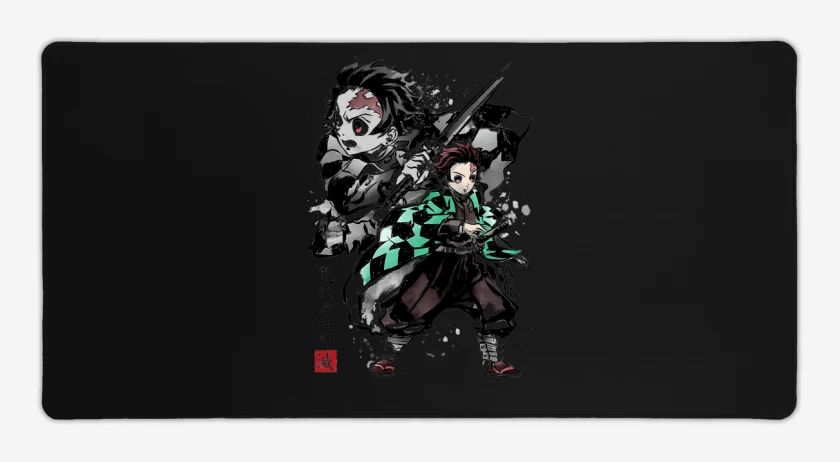 Mouse pad Gamer Negro de Tanjiro Kamado