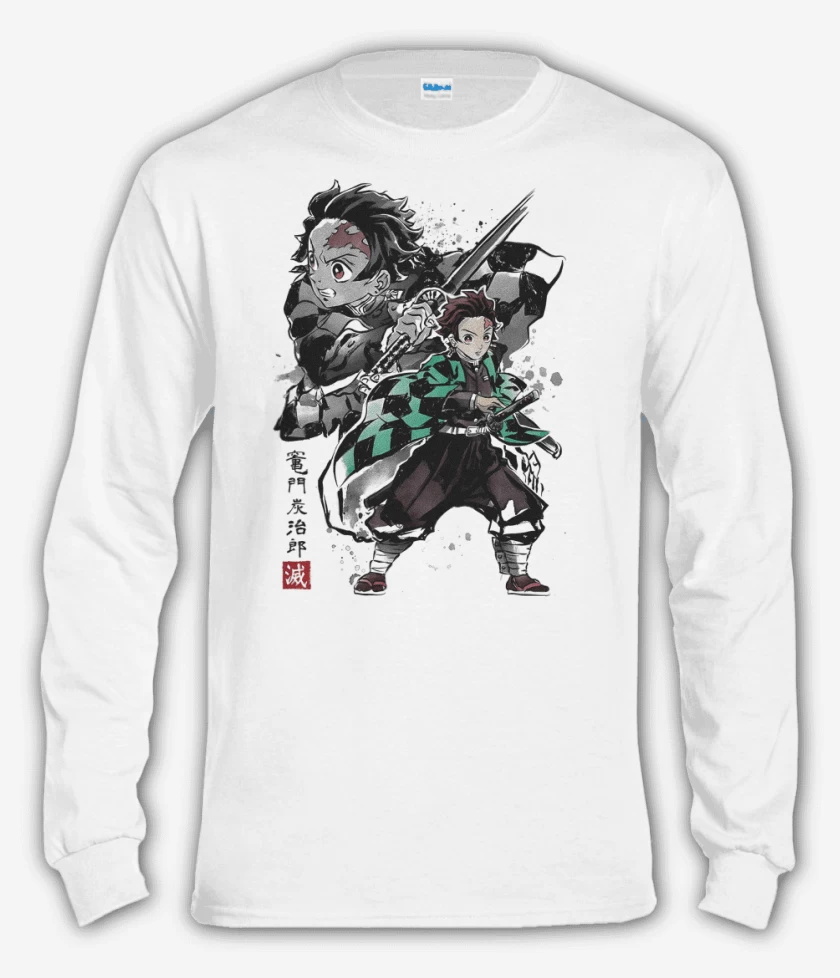 Polera manga larga Blanco de Tanjiro Kamado