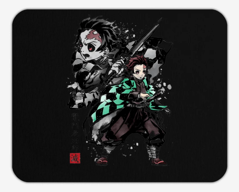 Mousepad Negro de Tanjiro Kamado