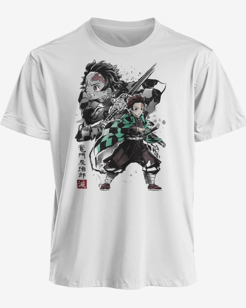 Polera premium Blanco de Tanjiro Kamado
