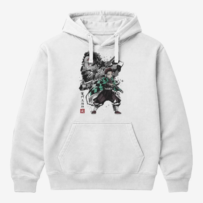 Polerón Canguro Blanco de Tanjiro Kamado