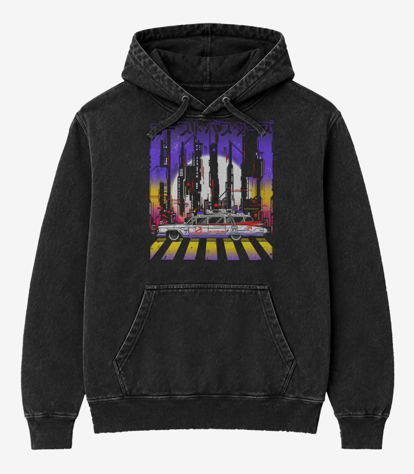 Poleron Canguro Acid Wash Negro de ECTO 01