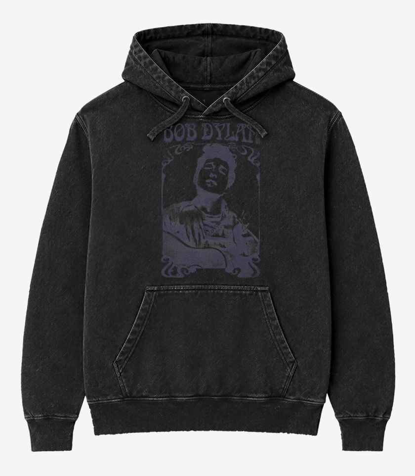 Poleron Canguro Acid Wash Negro de Bob Dylan 2