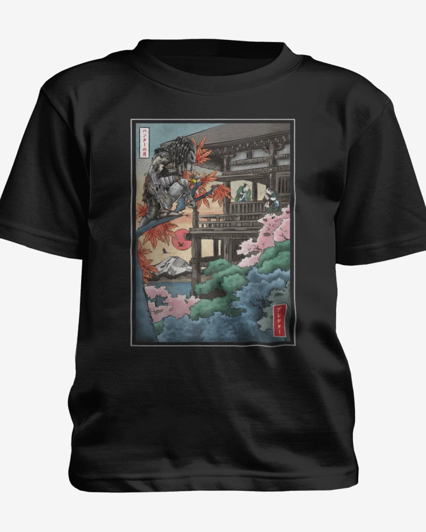 Polera de niño Negro de Depredador Ukiyo e