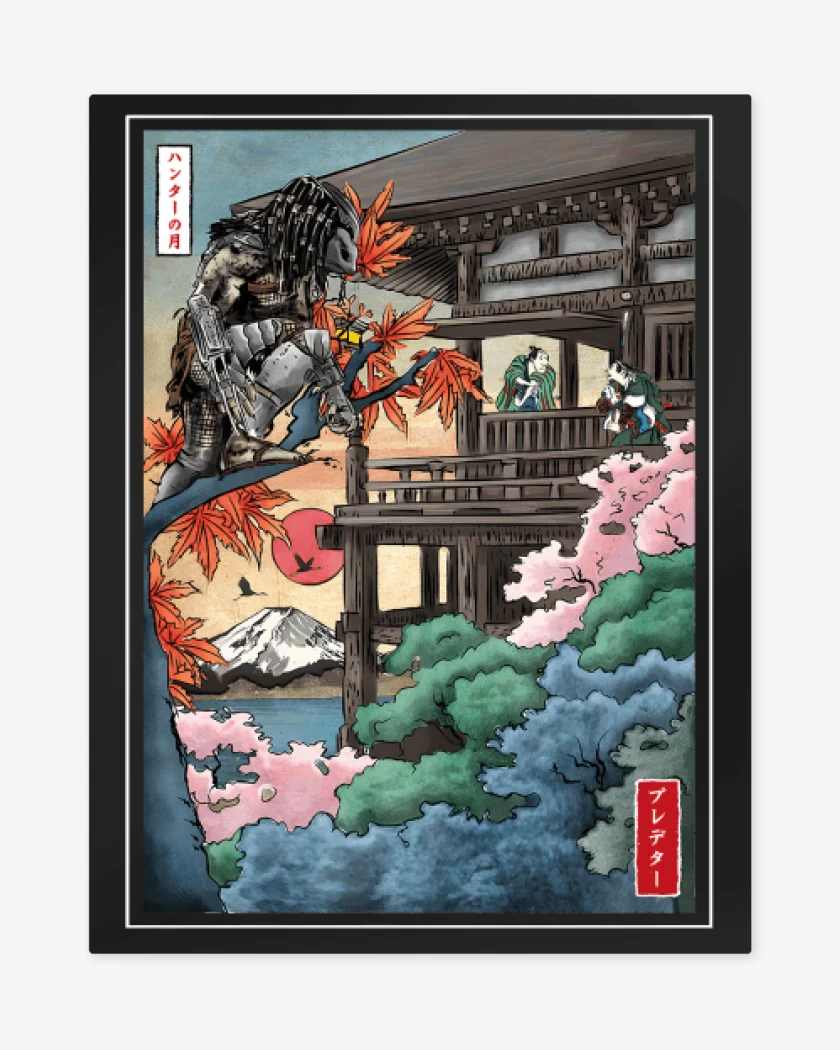 Print metalico Negro de Depredador Ukiyo e