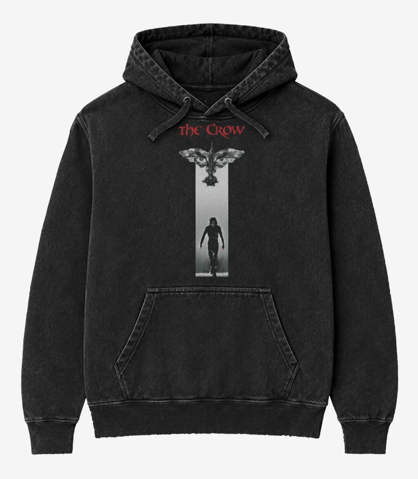 Poleron Canguro Acid Wash Negro de El cuervo