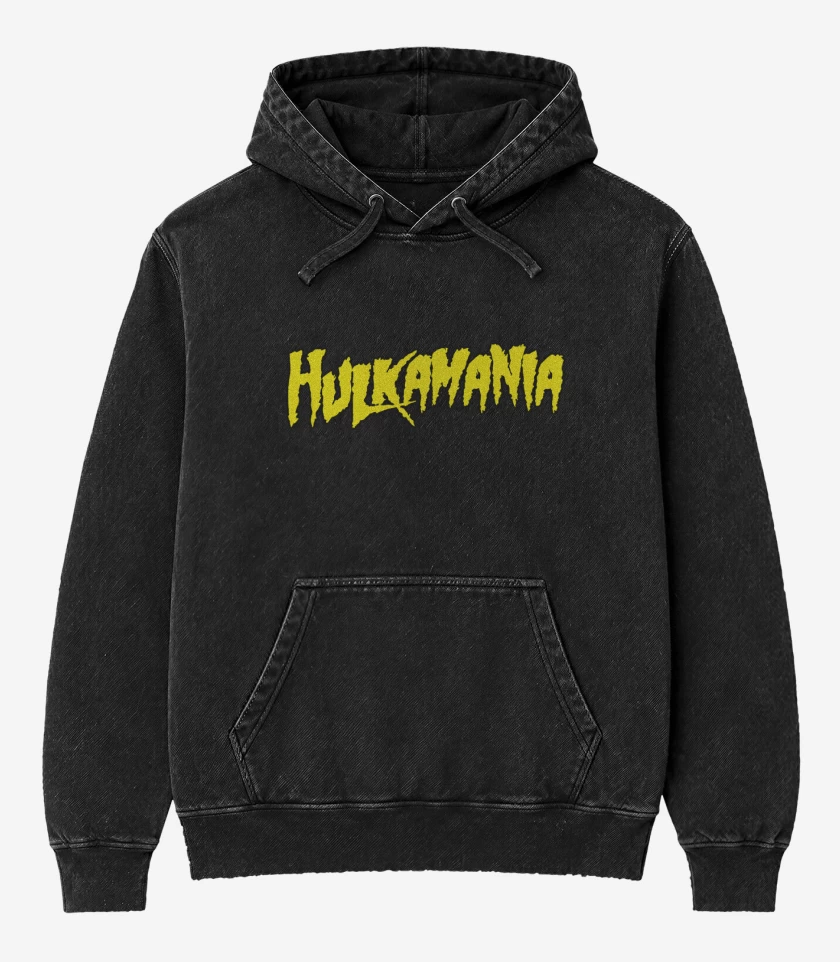 Poleron Canguro Acid Wash Negro de Hulkamania