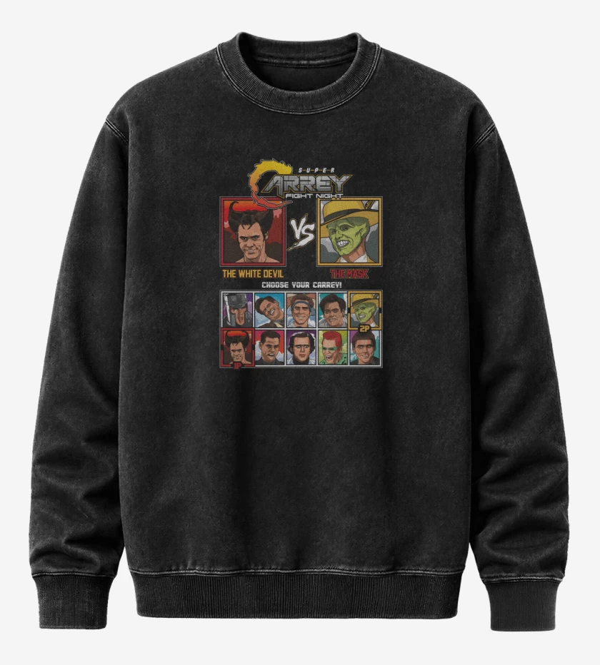 Poleron Polo Acid Wash Negro de Super Carrey fight