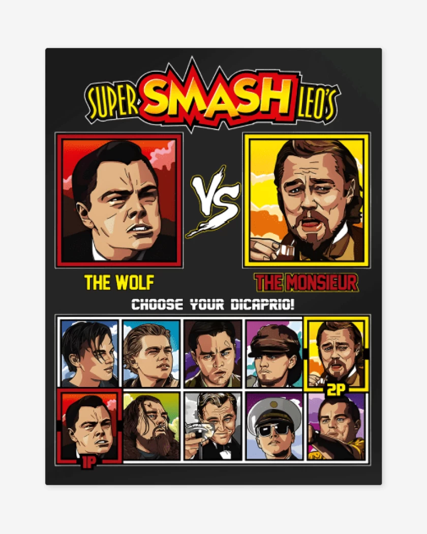 Print metalico Negro de Super smash leo