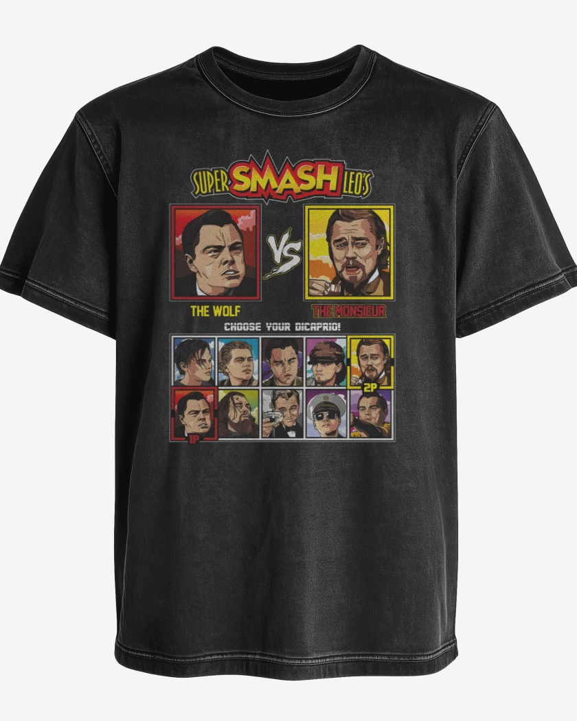 Polera desgastada Negro de Super smash leo
