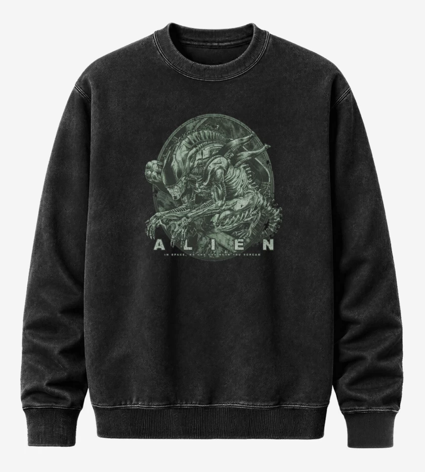 Poleron Polo Acid Wash Negro de Xenomorfo