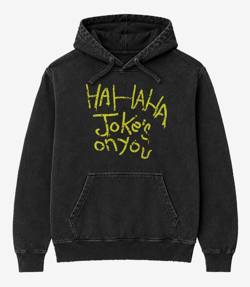 Poleron Canguro Acid Wash Negro de Hahaha Jokes onYou
