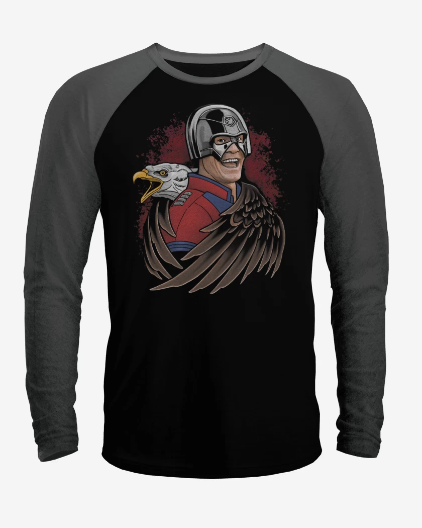 Polera Raglan Negro / Negro Heather de JohnMaker