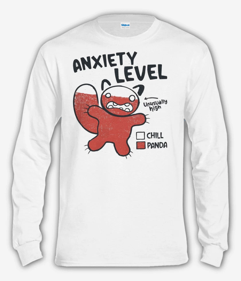 Polera manga larga Blanco de Niveles de Ansiedad