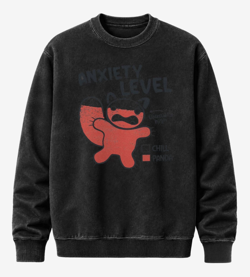 Poleron Polo Acid Wash Negro de Niveles de Ansiedad