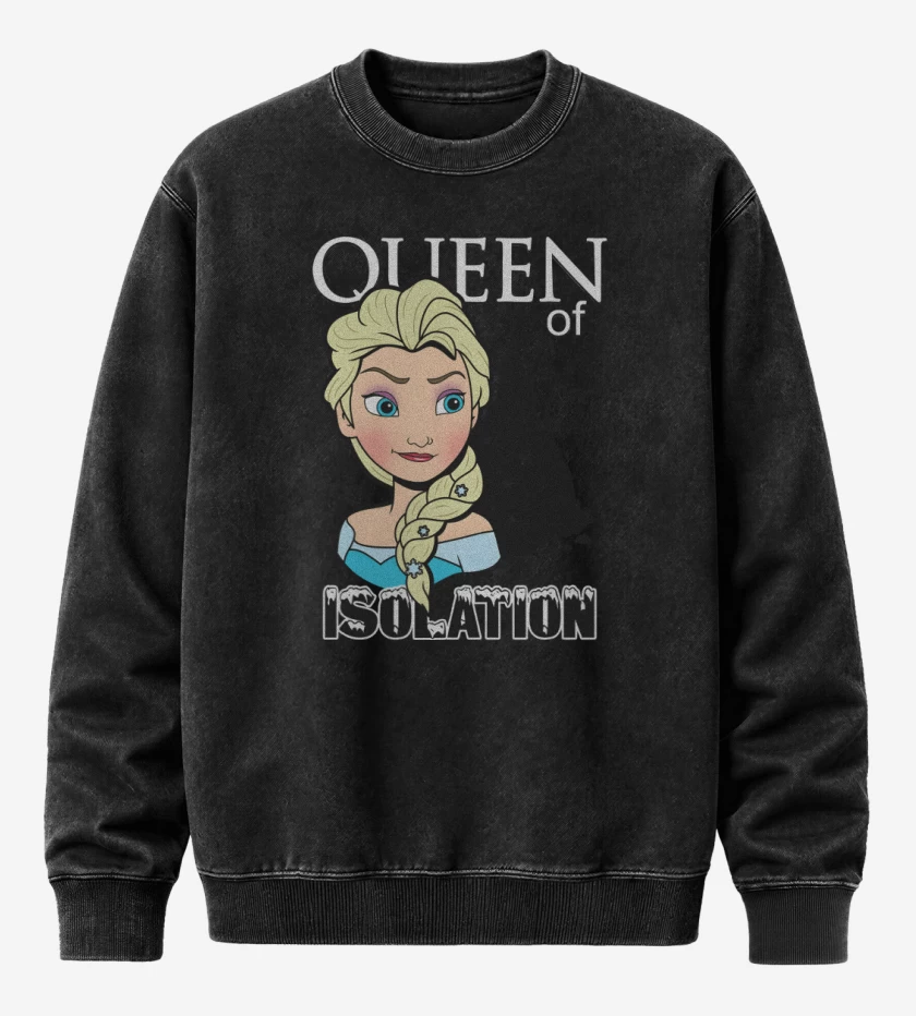 Poleron Polo Acid Wash Negro de Queen of Isolation  