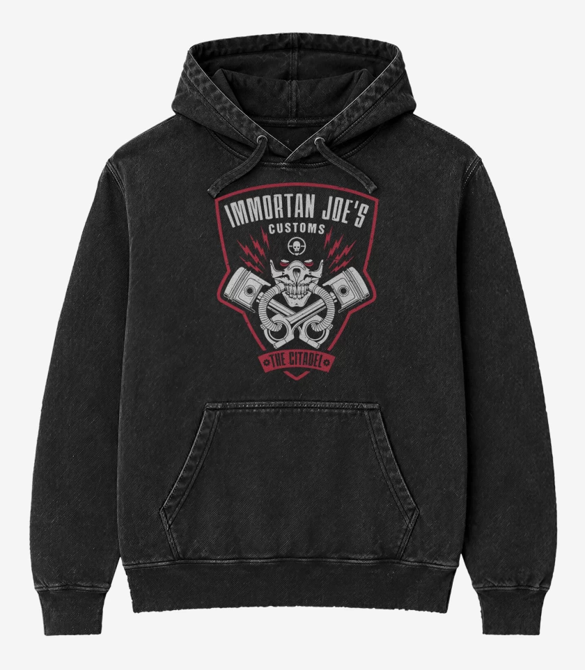 Poleron Canguro Acid Wash Negro de Immortan joes customs
