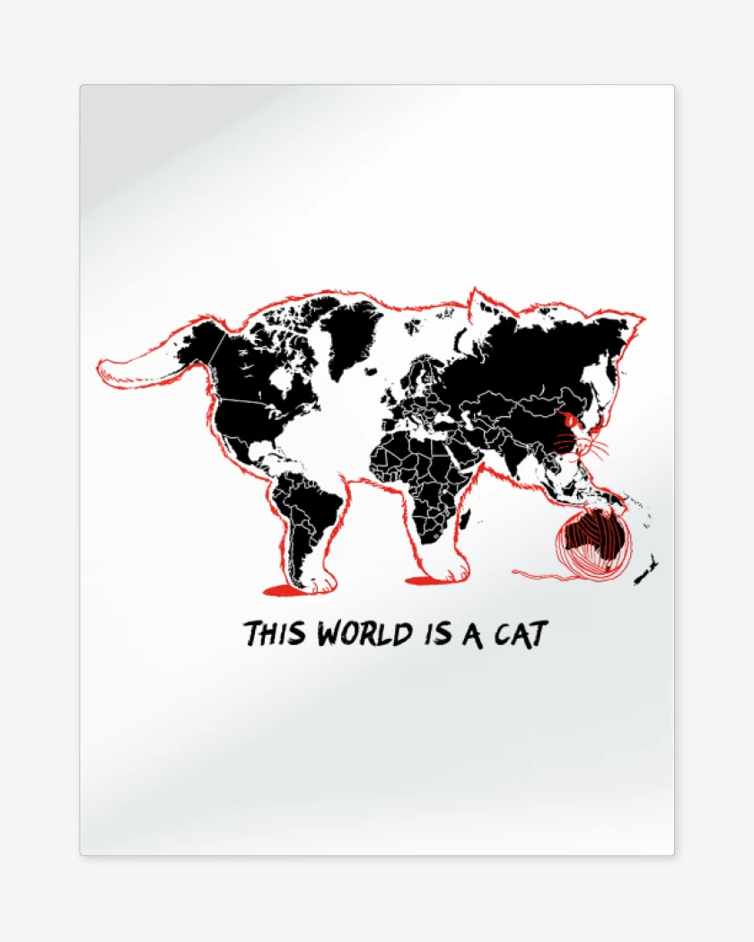 Print metalico Blanco de El Mundo es un Gato