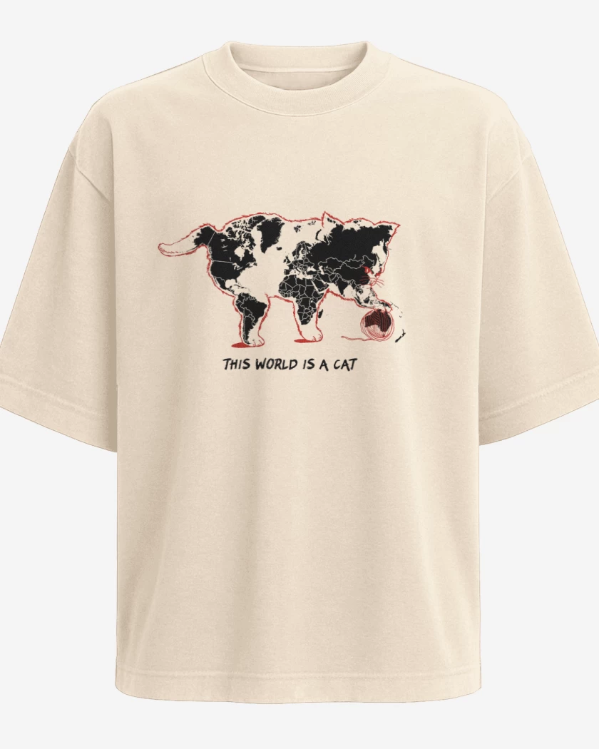 Polera Oversize El Mundo es un Gato