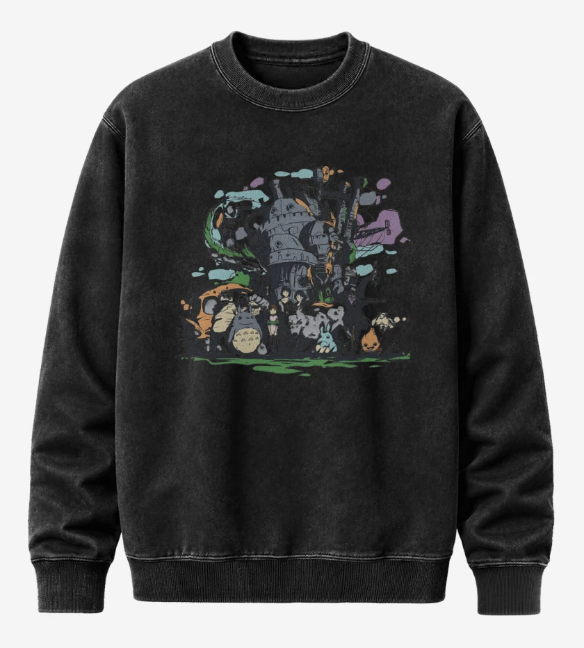 Poleron Polo Acid Wash Negro de Miyazakiverse