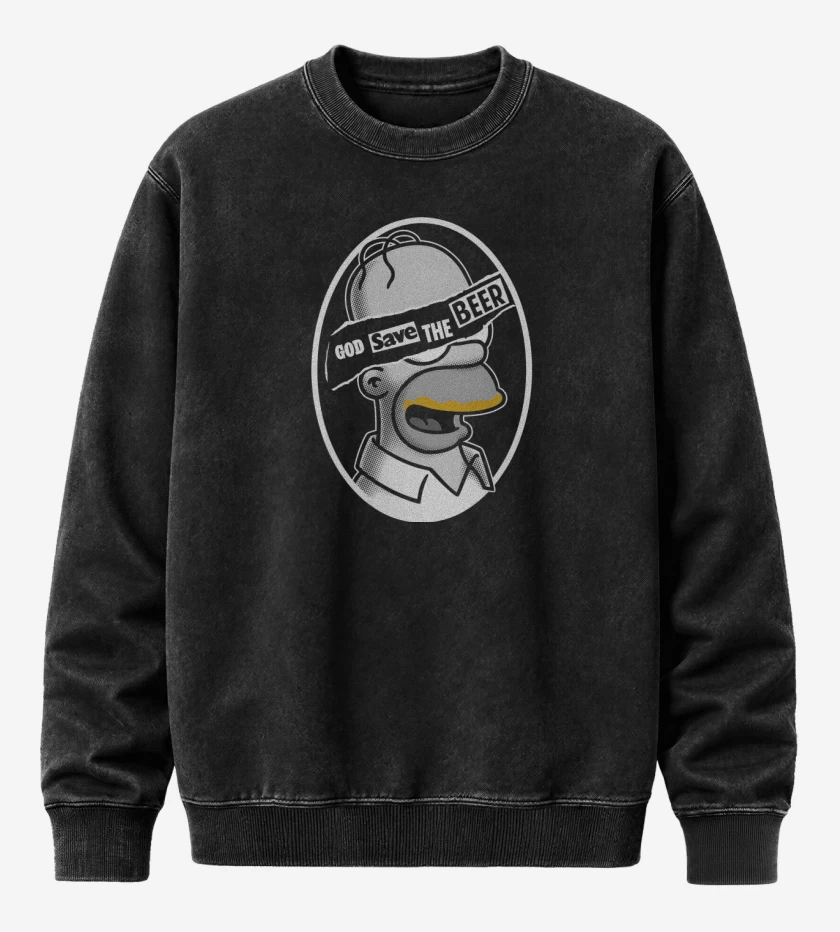 Poleron Polo Acid Wash Negro de Dios Salve la Chela