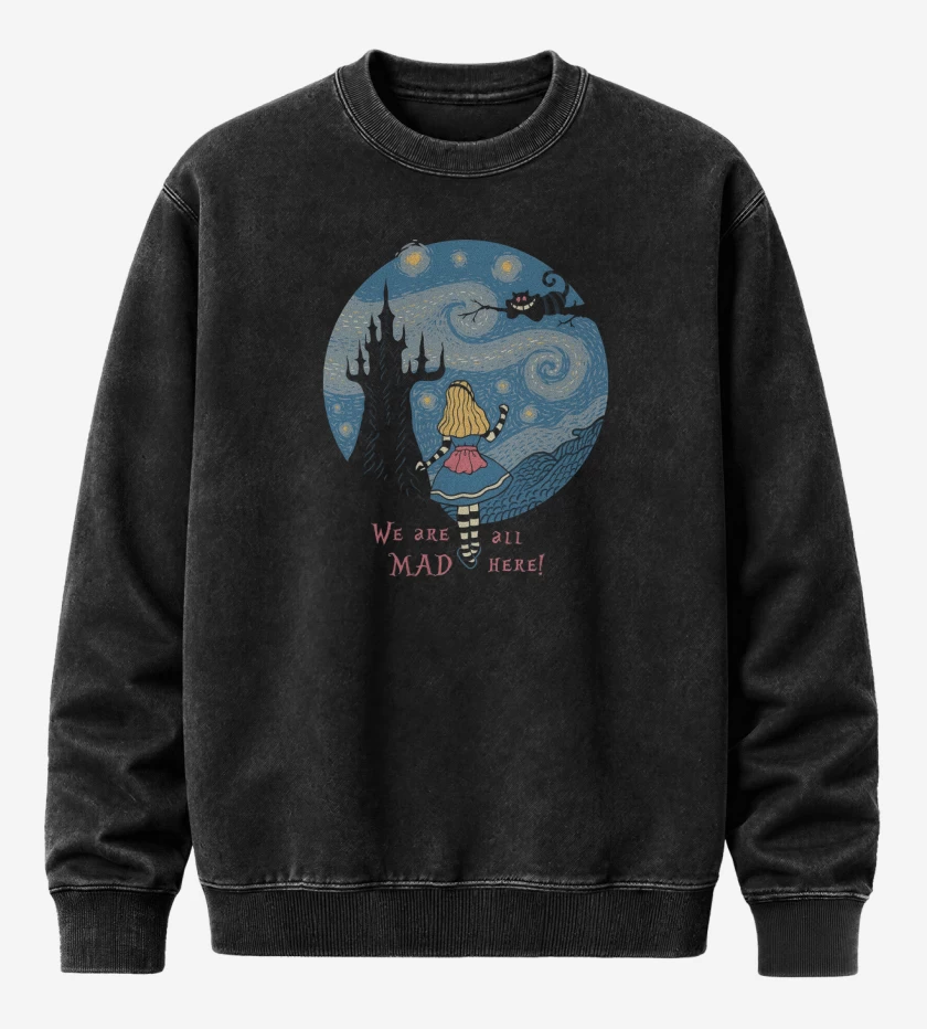Poleron Polo Acid Wash Negro de We Are All Mad Here!