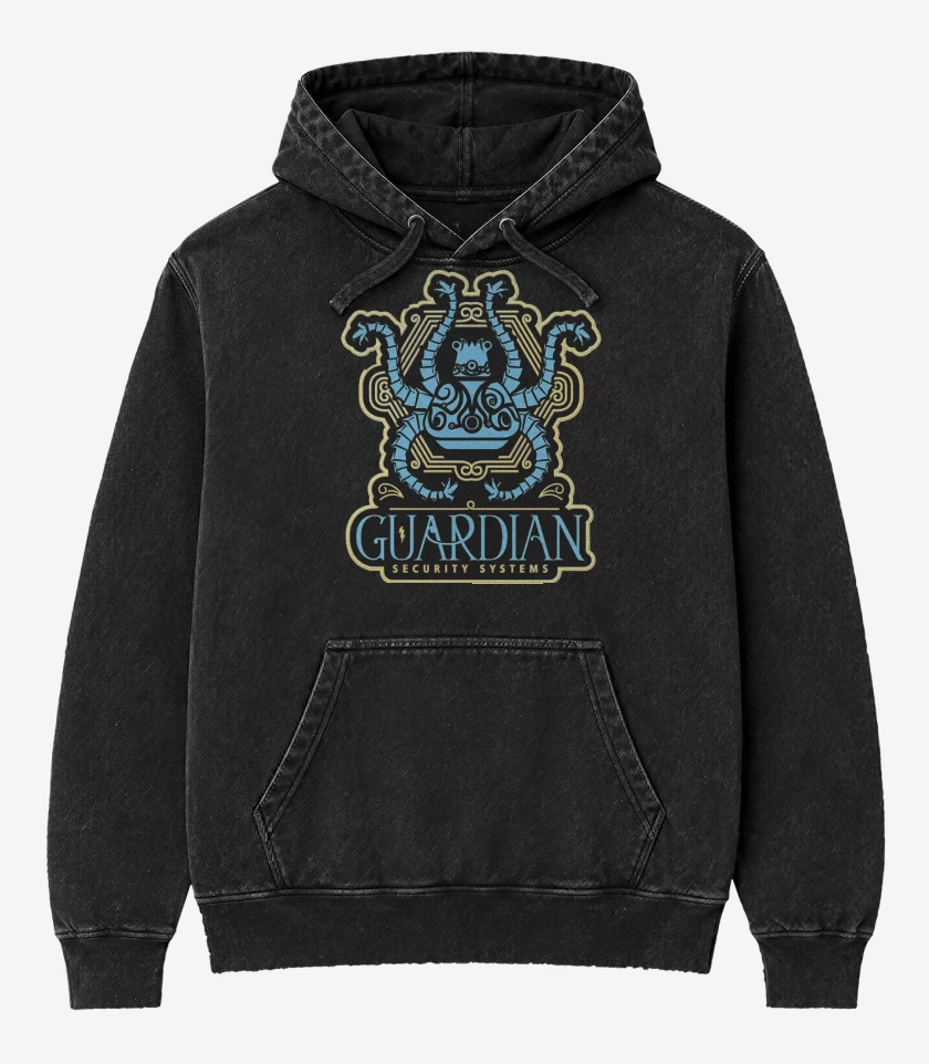 Poleron Canguro Acid Wash Negro de Guardian de Hyrule
