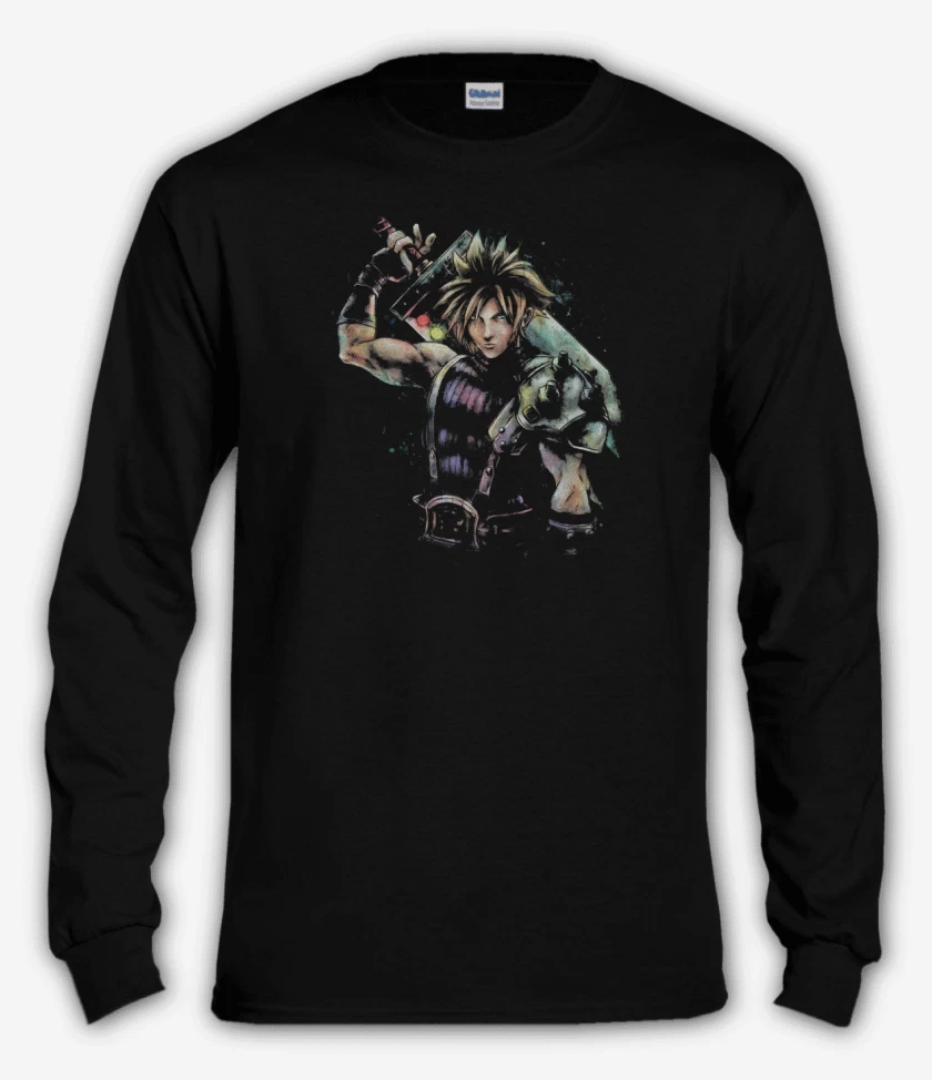 Polera manga larga Negro de Cloud Strife