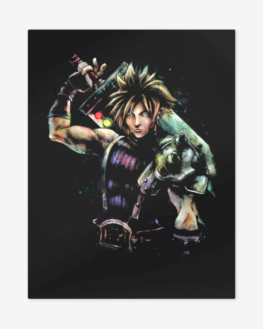 Print metalico Negro de Cloud Strife