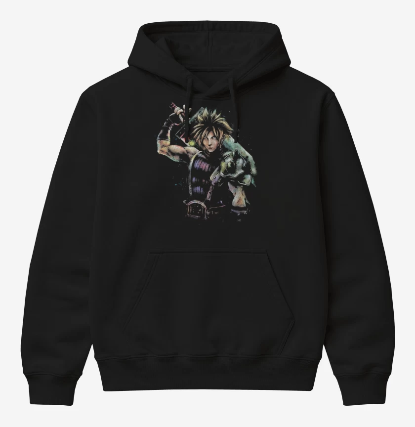 Poleron Canguro básico Negro de Cloud Strife