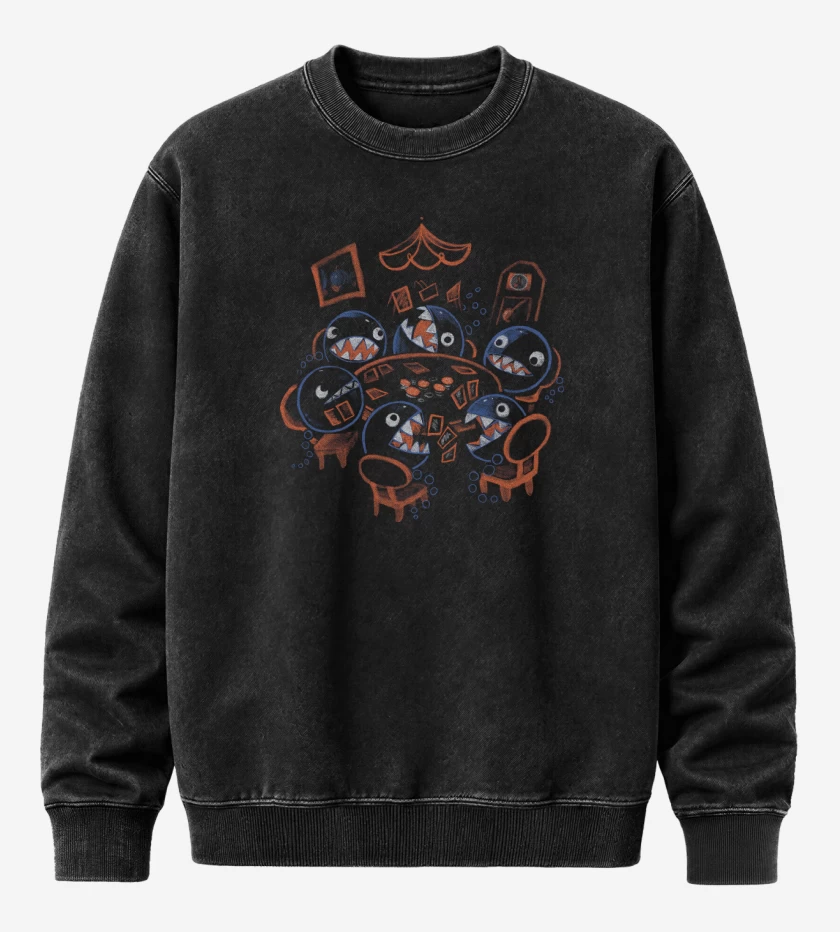 Poleron Polo Acid Wash Negro de Poker de Chomps