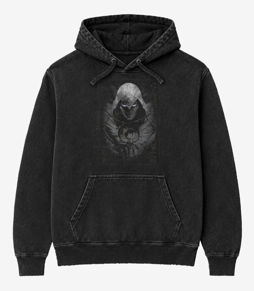 Poleron Canguro Acid Wash Negro de Caballero Lunar