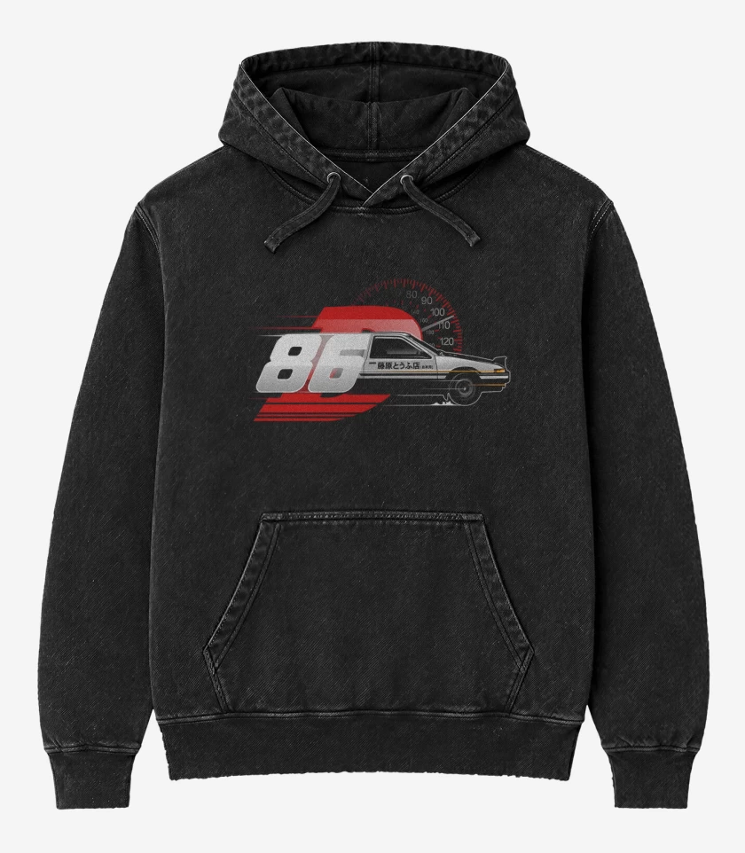 Poleron Canguro Acid Wash Negro de Drift King