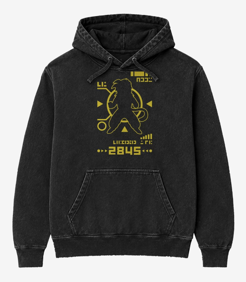 Poleron Canguro Acid Wash Negro de Gohan