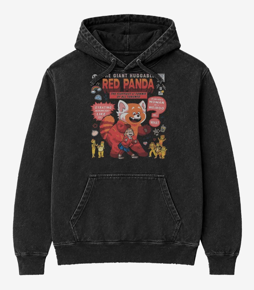 Poleron Canguro Acid Wash Negro de Red Panda