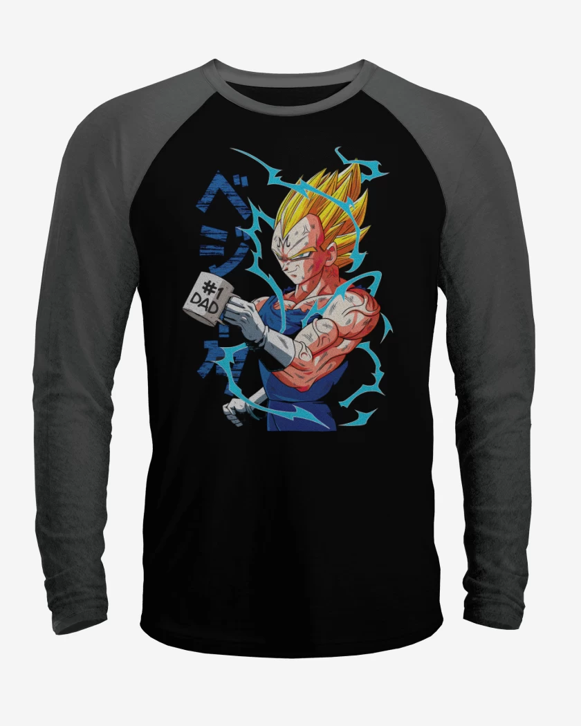 Polera Raglan Negro / Negro Heather de Vegeta Dad