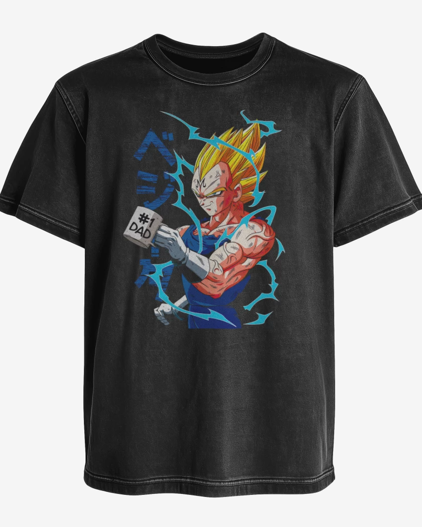 Polera desgastada Negro de Vegeta Dad
