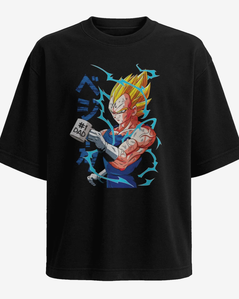 Polera Oversize Negro de Vegeta Dad