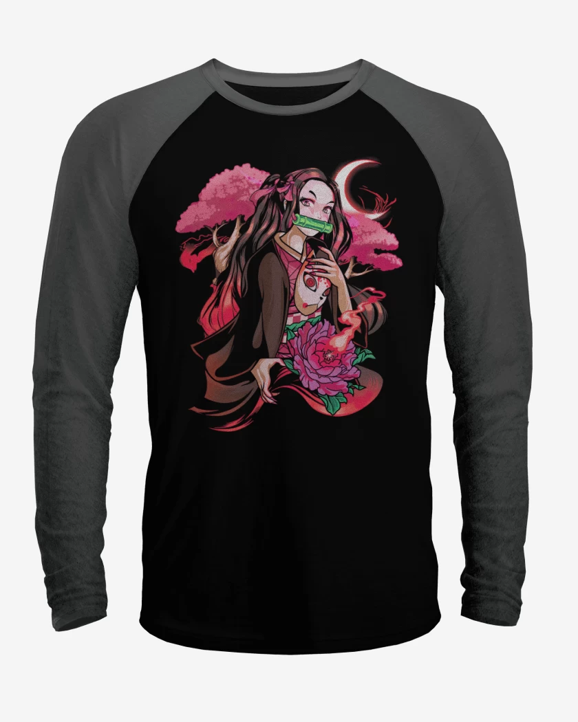 Polera Raglan Negro / Negro Heather de Nezuko