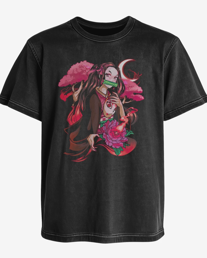 Polera desgastada Negro de Nezuko