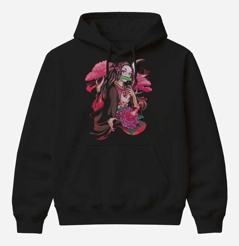 Poleron Canguro básico Negro de Nezuko