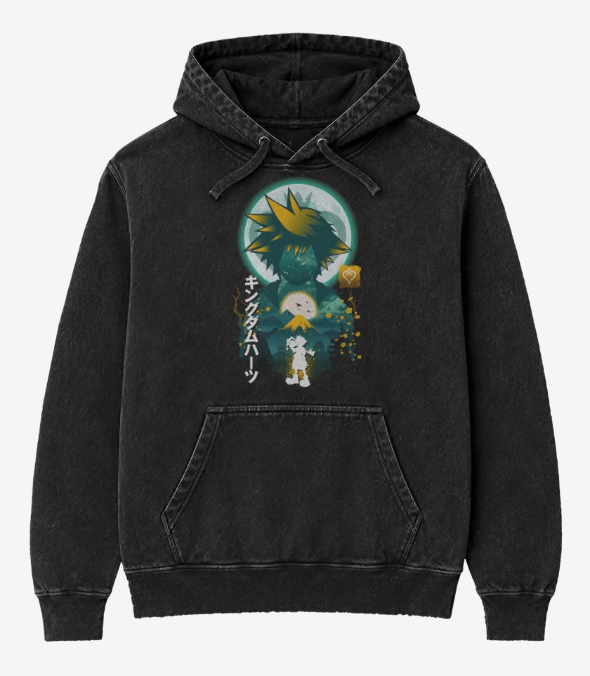 Poleron Canguro Acid Wash Negro de Sora