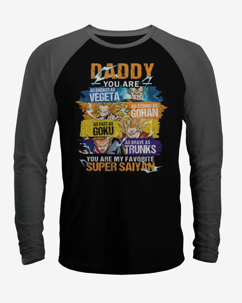 Polera Raglan Negro / Negro Heather de Favorite super saiyan 