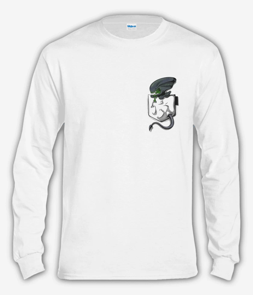 Polera manga larga Blanco de Alien bolsillo