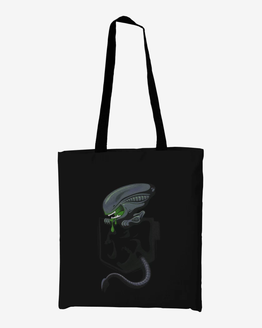 Totebag Negro de Alien bolsillo