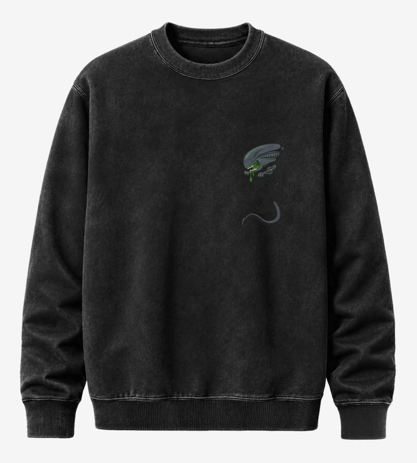 Poleron Polo Acid Wash Alien bolsillo